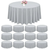 LOKUME Round Tablecloth, 90", Gray, Polyester, Stain & Wrinkle resistant