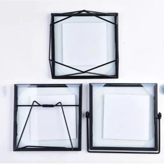 Modern Geometric Metal Glass Frame for Home Decor