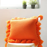 Decorative Pillow Cover, Knitted  Acrylic, Lantern Style w Ball Tassels