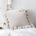 White Decorative Pillow Cover, Knitted  Acrylic, Lantern Style w Ball Tassels