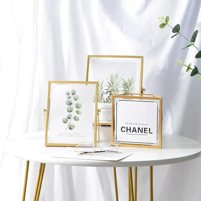 Modern Geometric Metal Glass Frame for Home Decor