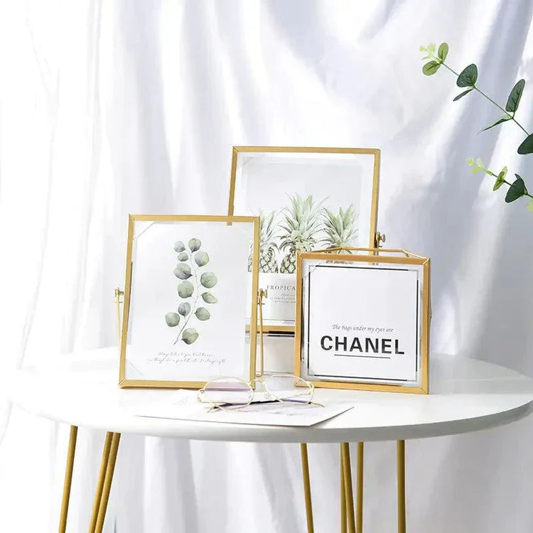 Modern Geometric Metal Glass Frame for Home Decor